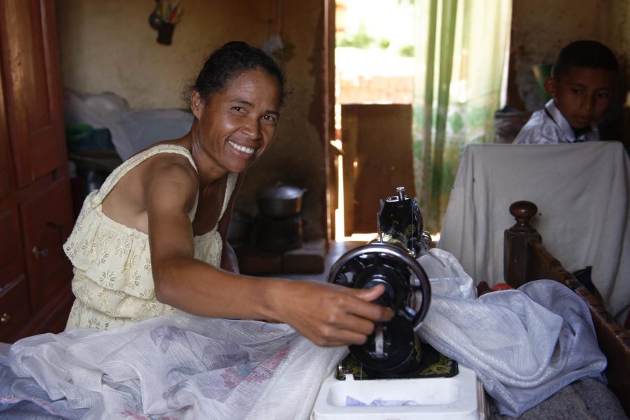 Women with sewing machine