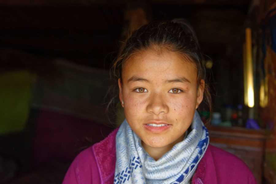 Girl looking into camera